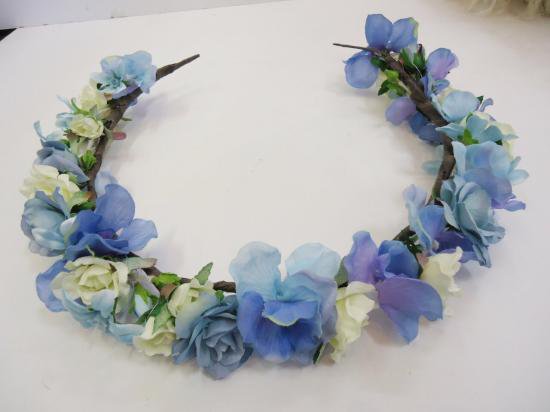 【アーティフィシャルフラワー】ヘア飾り花冠(オーシャンブルー)