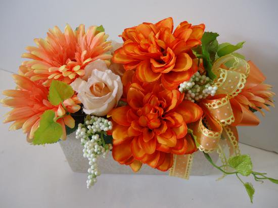 【アーティフィシャルフラワー】イエローオレンジアレンジ HananoMao