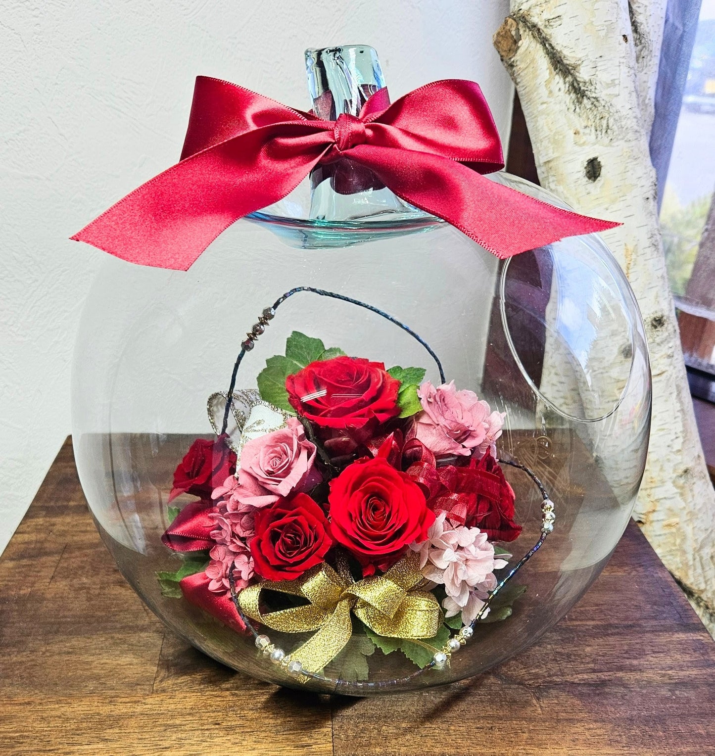 【プリザーブドフラワー】ガラスリンゴ